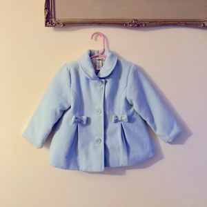 Little Me Powder Blue Pea Coat with Bows Size 24 Months
